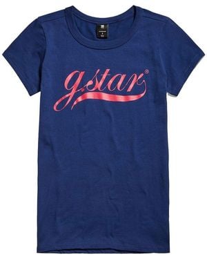 G-Star Graphic Stm 1 Slim Rt Ss Wmn - Blauw