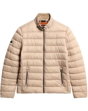 Superdry Lightweight Quilted Jacket Dark Beige Textured L - Natural
