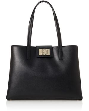 Furla 1927 borsa shopping l pelle stampata - Nero