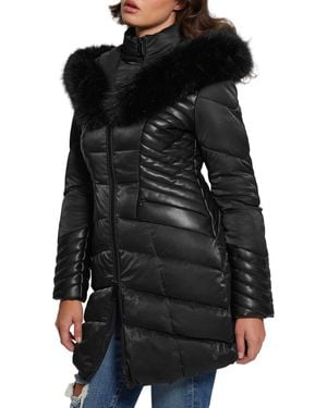 Guess New Oxana Jacket - Jet Black, S/m, Winter Coat, Women's, Quilted, 3 Pockets, Polyester, Long Sleeve, Machine Wash, Medium
