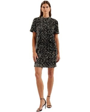 Ted Baker S Wmd-audriyy-velvet Sequin T-shirt Mini Special Occasion Dress - Black