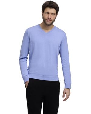 FALKE Pullover Basic Apparel V-Neck M Pu Baumwolle elegant klassisch für Business und Freizeit mit V-Ausschnitt 1 Stück - Blau