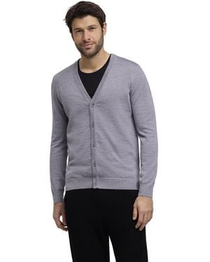 FALKE Strickjacke Basic New Merino Cardigan M Cr Wolle weich elegant klassisch für Business und Freizeit 1 Stück - Grau