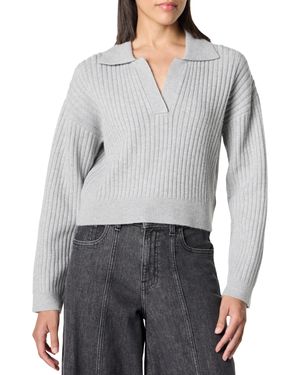 The Drop Marcy Geripptes Polotop Pullover - Grau