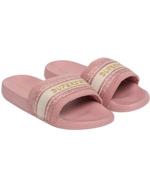 Superdry Webbing Interest Pool Slide Sandal - Rose