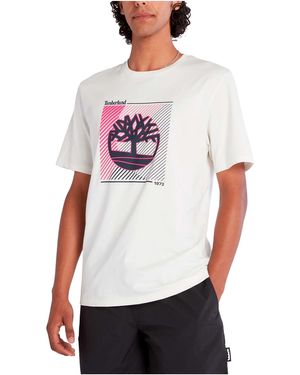 Timberland Shirt Uomo Regular con Stampa Logo - Taglia - Bianco