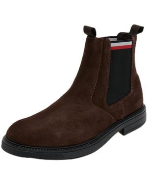 Tommy Hilfiger Bottines Chelsea en Daim - Marron
