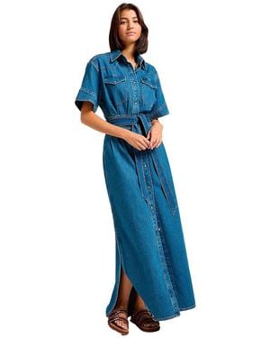 Lee Jeans Maxi Western Casual Dress - Blau