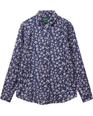 Benetton Camicia 5q6sdq0ay Shirt - Blue