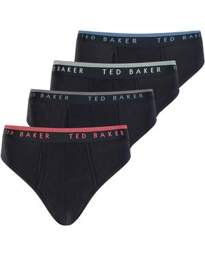 Ted Baker 4 Pack Cotton Stretch Briefs Slip - Blau