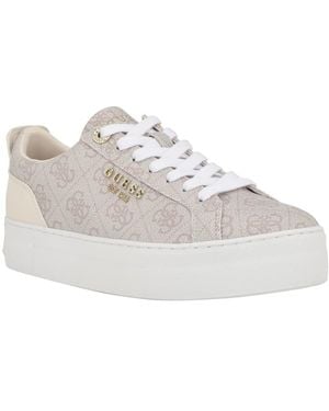Guess ゲス Genza プラットフォーム ラウンドトゥ スニーカー Guess Genza Platform Lace Up Round Toe Sneakers in Brown | Lyst