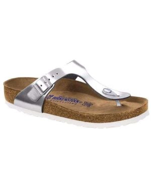 Birkenstock Gizeh Nl Wb Metallic Silver - Brown