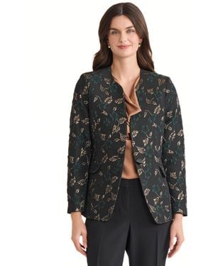 Kasper Collarless One-button Jacquard Blazer - Black