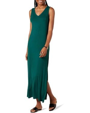 Amazon Essentials Side-slit Jersey V-neck Maxi Length Dress - Green