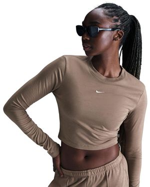 Nike Chll KNT Ls CRP T-Shirt - Braun