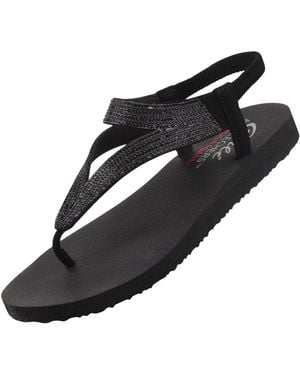 Skechers Meditation Vibrant Glow Toe Separator Sandals - Black