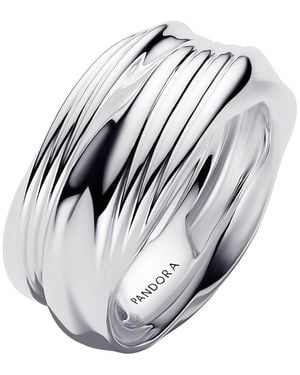 PANDORA 193890c00 Twisted Ring Set Silver - Metallic