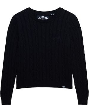 Superdry Essentials Slim Cable Knit Jumper - Black