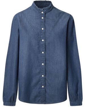 Pepe Jeans Damen Berta T-Shirt - Weiches Denim-Top Mit V-Ausschnitt Und Schößchen, 3/4-Ärmel
