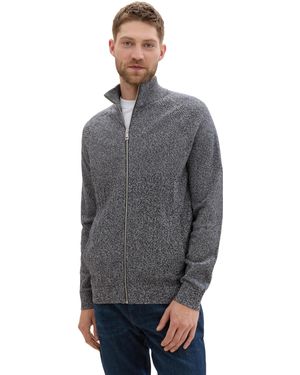 Tom Tailor 1043242 Strickjacke mit Reißverschluss - Grau