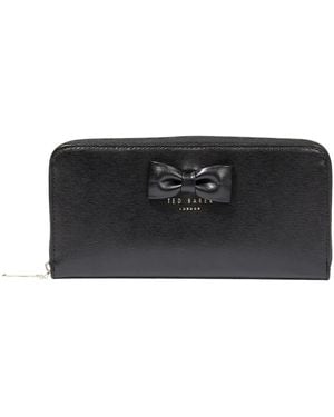 Ted Baker Wxl-beyla Bow Black Bow Detail Zip Around Purse/wallet