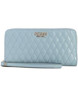 Guess Betula Large Zip Around Wallet Große Geldbörse mit Reißverschluss - Blau