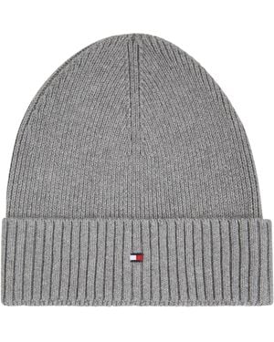 Tommy Hilfiger Gorro Con Logo Bordado Y Cachemira - Gris