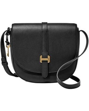 Fossil 's Emery Leather Crossbody Bag With Adjustable Strap & Flap Closure - Black