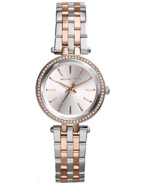 Michael Kors Petite Darci Analogue Quartz Watch With Silver & Rose Gold Tone Stainless Steel Strap For Mk3298 - Metallic