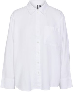 Vero Moda Vmida Oxford-Maglietta Wvn Ga Noos Camicia a iche Lunghe - Bianco
