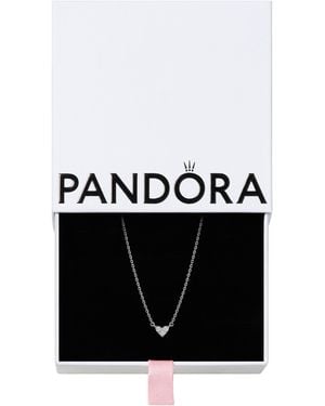 PANDORA Timeless Heart Sterling Silver Necklace With Clear Cubic Zirconia - Black