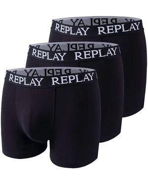 Replay Basic Cuff Boxer da Uomo - Blu