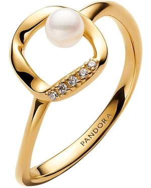 PANDORA 163831c01 Ring With Small Pearl Gold-coloured - Metallic