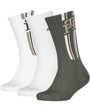 Tommy Hilfiger Stripe Calcetines de tripulación - Gris