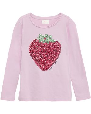 S.oliver Langarmshirt mit Pailletten im Loose Fit Flieder 128/134 - Pink