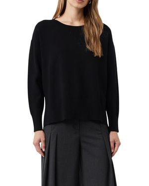 Comma, Feinstrickpullover im Relaxed Fit aus Viskosemix - Schwarz