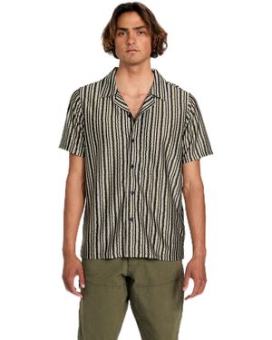 Guess Short Sleeve Wyatt Stripe Resort Shirt - Green