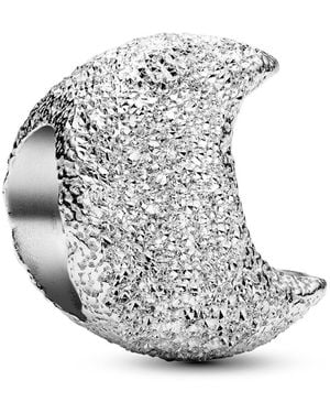 PANDORA Moments 794054C00 Mini breloque en forme de lune structurée en argent sterling - Blanc