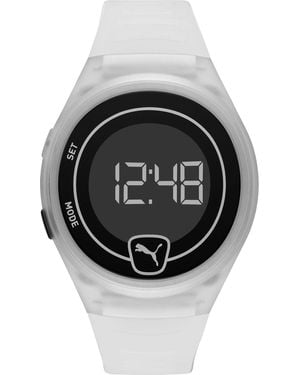 PUMA Faster analoge Quarzuhr mit transparentem Polyurethanarmband für P5028 - Schwarz