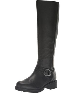 Clarks Hearth Rae Leather Harness Knee-High Boots - Black