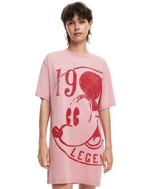 Desigual Knit Dress Short Sleeve Red - Pink