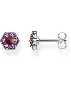 Thomas Sabo Stud Earrings Hexagon Red Purple 925 Sterling Silver H2072-348-10