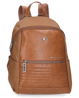 Pepe Jeans Biker Mochila Casual Marrón 25x35x13 cms Poliéster con Detalles en Piel Sintética 11,38L by Joumma Bags
