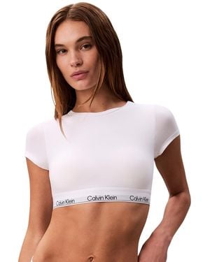 Calvin Klein High Neck T-shirt Bralette - White