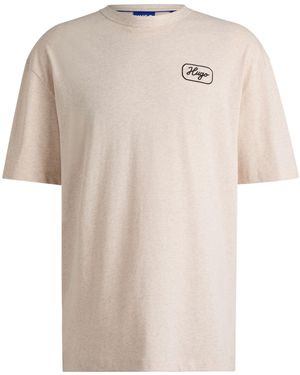 HUGO S Nampie Loose-fit T-shirt In Cotton With Racing Artwork - Natural