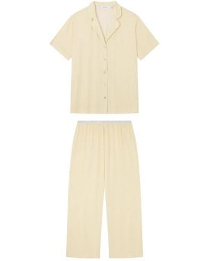 Women'secret Pijama Camisero Rayas Amarillos Ecovero - Neutro