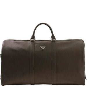 Guess Certosa Weekender Travel Bag Brown Shitake Taupe - Black