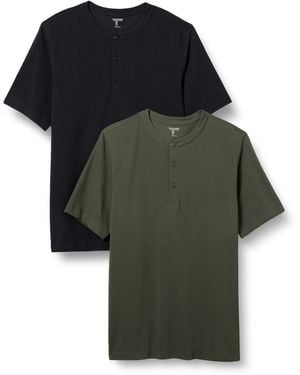 Amazon Essentials Regular-fit Pique Henley Met Korte Mouwen - Groen