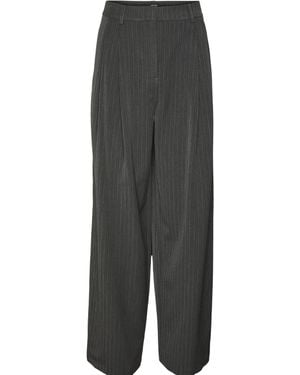 Vero Moda VMSILJE MW Wide Pinstripe Pants - Grau