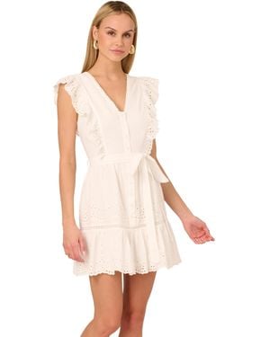Adrianna Papell Short Eyelet Dress - White